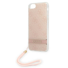 Заредете изображение във визуализатора на галерията – Original Case GUESS 4G Print Strap Hardcase GUOHCI8H4STP for Iphone 7/8/SE 2020/SE 2022 Pink
