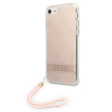 Заредете изображение във визуализатора на галерията – Original Case GUESS 4G Print Strap Hardcase GUOHCI8H4STP for Iphone 7/8/SE 2020/SE 2022 Pink
