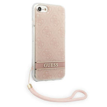 Заредете изображение във визуализатора на галерията – Original Case GUESS 4G Print Strap Hardcase GUOHCI8H4STP for Iphone 7/8/SE 2020/SE 2022 Pink
