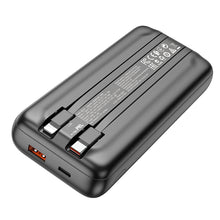 Заредете изображение във визуализатора на галерията – Borofone Power Bank 20000mAh BJ22A - USB - PD QC 3.0 22,5W with Type C and Lightning cables black

