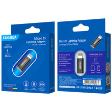 Заредете изображение във визуализатора на галерията – KAKU Adapter KSC-559 Chenxing - Micro USB to Lightning - black
