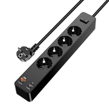 Заредете изображение във визуализатора на галерията – KAKU Power strip KSC-717 Zhengya - 4 outlets 230V + 3xUSB + Type C - black
