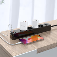 Заредете изображение във визуализатора на галерията – KAKU Power strip KSC-717 Zhengya - 4 outlets 230V + 3xUSB + Type C - black
