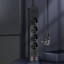 Заредете изображение във визуализатора на галерията – KAKU Power strip KSC-717 Zhengya - 4 outlets 230V + 3xUSB + Type C - black
