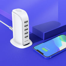 Заредете изображение във визуализатора на галерията – KAKU Wall charger KSC-741 Jufeng - 5xUSB - 5A white
