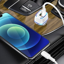 Заредете изображение във визуализатора на галерията – KAKU Car Charger KSC-528 Shengyu - 2xUSB - 2,8A with USB to Type C white
