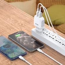 Заредете изображение във визуализатора на галерията – KAKU Wall charger KSC-694 Xuansu - 2xUSB - 2,4A with USB to Micro USB black
