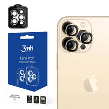 Заредете изображение във визуализатора на галерията – Hybrid Tempered Glass for camera 3MK Lens Protection Pro for Iphone 14 Pro/14 Pro Max gold
