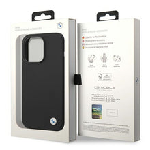 Заредете изображение във визуализатора на галерията – Original Case BMW Hardcase Silicone Metal Logo BMHCP14XSILBK for Iphone 14 Pro Max Black
