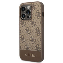 Заредете изображение във визуализатора на галерията – Original Case GUESS 4G Stripe Collection GUHCP14LG4GLBR for Iphone 14 Pro Brown

