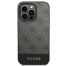 Заредете изображение във визуализатора на галерията – Original Case GUESS 4G Stripe Collection GUHCP14LG4GLGR for Iphone 14 Pro Grey
