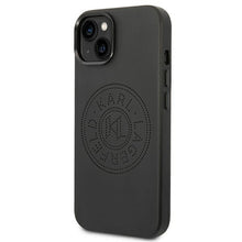 Заредете изображение във визуализатора на галерията – Original Pouch KARL LAGERFELD Leather Perforated Logo KLHCP14MFWHK for Iphone 14 Plus Black
