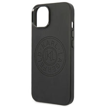 Заредете изображение във визуализатора на галерията – Original Pouch KARL LAGERFELD Leather Perforated Logo KLHCP14MFWHK for Iphone 14 Plus Black
