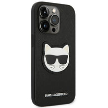 Заредете изображение във визуализатора на галерията – Original KARL LAGERFELD Case Saffiano Choupette Head Patch KLHCP14LSAPCHK for Iphone 14 Pro black
