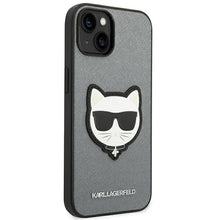 Заредете изображение във визуализатора на галерията – Original KARL LAGERFELD Case Saffiano Choupette Head Patch KLHCP14SSAPCHG for Iphone 14 silver
