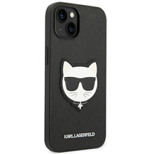 Заредете изображение във визуализатора на галерията – Original KARL LAGERFELD Case Saffiano Choupette Head Patch KLHCP14MSAPCHK for Iphone 14 Plus black
