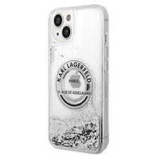 Заредете изображение във визуализатора на галерията – Original KARL LAGERFELD Case Liquid Glitter RSG KLHCP14SLCRSGRS for Iphone 14 silver
