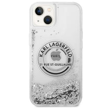 Заредете изображение във визуализатора на галерията – Original KARL LAGERFELD Case Liquid Glitter RSG KLHCP14SLCRSGRS for Iphone 14 silver
