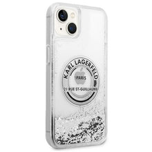 Заредете изображение във визуализатора на галерията – Original KARL LAGERFELD Case Liquid Glitter RSG KLHCP14SLCRSGRS for Iphone 14 silver
