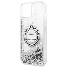 Заредете изображение във визуализатора на галерията – Original KARL LAGERFELD Case Liquid Glitter RSG KLHCP14SLCRSGRS for Iphone 14 silver
