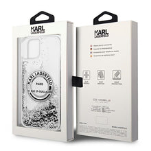 Заредете изображение във визуализатора на галерията – Original KARL LAGERFELD Case Liquid Glitter RSG KLHCP14SLCRSGRS for Iphone 14 silver
