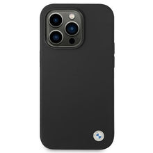 Заредете изображение във визуализатора на галерията – Original Case BMW Hardcase Silicone Metal Logo BMHCP14LSILBK for Iphone 14 Pro Black
