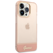 Заредете изображение във визуализатора на галерията – Original Case GUESS Translucent GUHCP14XHGCOP for Iphone 14 Pro Max pink
