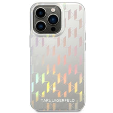 Заредете изображение във визуализатора на галерията – Original Pouch KARL LAGERFELD Monogram Iridescent KLHCP14LLGMMSV3 for Iphone 14 Pro Silver
