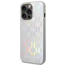 Заредете изображение във визуализатора на галерията – Original Pouch KARL LAGERFELD Monogram Iridescent KLHCP14LLGMMSV3 for Iphone 14 Pro Silver
