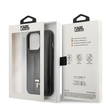 Заредете изображение във визуализатора на галерията – Original Pouch KARL LAGERFELD Puffy Ikonik Pin KLHCP14LPSQPK for Iphone 14 Pro Black
