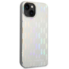 Заредете изображение във визуализатора на галерията – Original Pouch KARL LAGERFELD Monogram Iridescent KLHCP14SLGMMSV3 for Iphone 14 Silver
