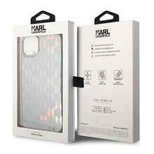 Заредете изображение във визуализатора на галерията – Original Pouch KARL LAGERFELD Monogram Iridescent KLHCP14SLGMMSV3 for Iphone 14 Silver
