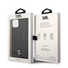 Заредете изображение във визуализатора на галерията – Original Pouch KARL LAGERFELD Puffy Ikonik Pin KLHCP14SPSQPK for Iphone 14 Black
