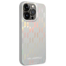 Заредете изображение във визуализатора на галерията – Original Pouch KARL LAGERFELD Monogram Iridescent KLHCP14XLGMMSV3 for Iphone 14 Pro Max Silver
