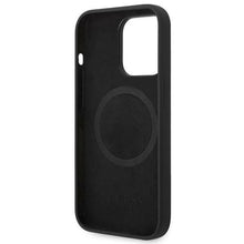 Заредете изображение във визуализатора на галерията – Original Case GUESS Silicone Logo Plate MagSafe GUHMP14XSBPLK for Iphone 14 Pro Max black
