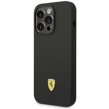 Заредете изображение във визуализатора на галерията – Original FERRARI Silicone Metal Logo FEHCP14LSIBBK for Iphone 14 Pro Black
