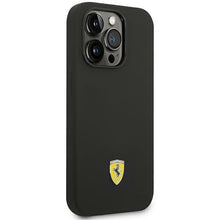 Заредете изображение във визуализатора на галерията – Original FERRARI Silicone Metal Logo FEHCP14LSIBBK for Iphone 14 Pro Black
