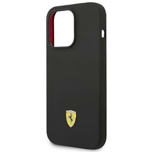 Заредете изображение във визуализатора на галерията – Original FERRARI Silicone Metal Logo FEHCP14LSIBBK for Iphone 14 Pro Black
