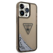 Заредете изображение във визуализатора на галерията – Original Case GUESS Liquid Glitter Palm Collection GUHCP14XLFCTPK for Iphone 14 Pro Max black
