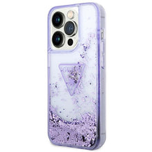 Заредете изображение във визуализатора на галерията – Original Case GUESS Liquid Glitter Palm Collection GUHCP14XLFCTPU for Iphone 14 Pro Max purple
