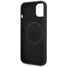 Заредете изображение във визуализатора на галерията – Original Case GUESS Silicone Logo Plate MagSafe GUHMP14SSBPLK for Iphone 14 black
