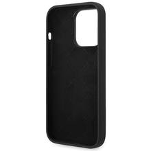 Заредете изображение във визуализатора на галерията – Original Case GUESS Silicone Vintage Gold Logo GUHCP14LSLSMK for Iphone 14 Pro black
