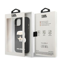 Заредете изображение във визуализатора на галерията – Original Pouch KARL LAGERFELD 3D Rubber Karl`s Head hardcase KLHCP14MKH3DBK for Iphone 14 Plus Black

