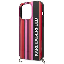 Заредете изображение във визуализатора на галерията – Original Pouch KARL LAGERFELD Color Stripes Strap KLHCP14LSTSTP for Iphone 14 Pro pink
