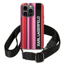 Заредете изображение във визуализатора на галерията – Original Pouch KARL LAGERFELD Color Stripes Strap KLHCP14XSTSTP for Iphone 14 Pro Max pink
