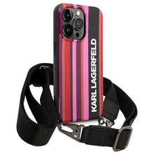 Заредете изображение във визуализатора на галерията – Original Pouch KARL LAGERFELD Color Stripes Strap KLHCP14XSTSTP for Iphone 14 Pro Max pink

