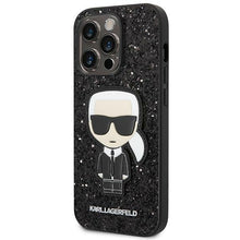 Заредете изображение във визуализатора на галерията – Original Pouch KARL LAGERFELD Glitter Flakes Ikonik KLHCP14XGFKPK for Iphone 14 Pro Max Black
