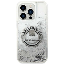 Заредете изображение във визуализатора на галерията – Original KARL LAGERFELD Case Liquid Glitter RSG KLHCP14LLCRSGRS for Iphone 14 Pro silver
