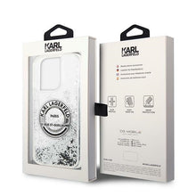 Заредете изображение във визуализатора на галерията – Original KARL LAGERFELD Case Liquid Glitter RSG KLHCP14LLCRSGRS for Iphone 14 Pro silver
