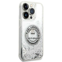 Заредете изображение във визуализатора на галерията – Original KARL LAGERFELD Case Liquid Glitter RSG KLHCP14XLCRSGRS for Iphone 14 Pro Max silver
